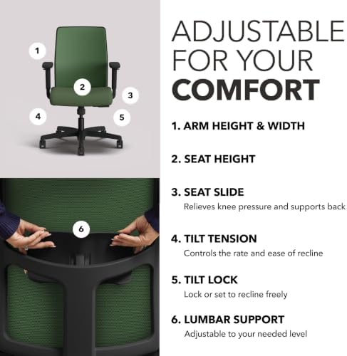 HON Ignition 2.0 Low Back Ergonomic Office Chair, Desk Chair, Leaf