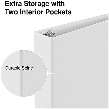 Staples 1 1/2" 3-Ring View Binder, White, 4/Pack