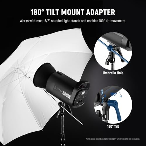 NEEWER 800Ws Studio Monolight Flash Light Kit (2 Pack), S101-400W 5600K Strobe Light with 150W Modeling Lamp/Bowens Mount/Softbox/Stand/Reflector/RT-16 Trigger/Bag for Portrait Product Photography