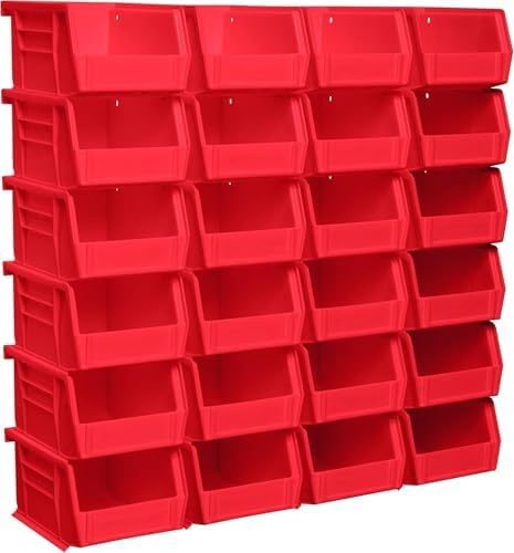 Akro-Mils 30210 AkroBins Plastic Storage Bins, 5"x4"x3", Red, 24-Pack