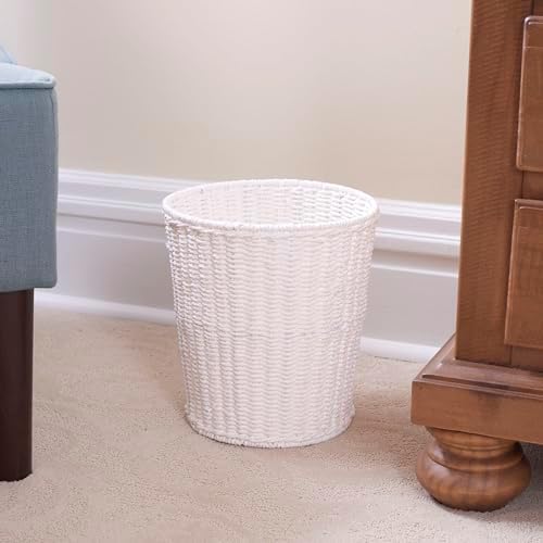 Household Essentials White Paper Rope Waste Basket Trash Bin for Bathroom, Bedroom, Office ML-7192