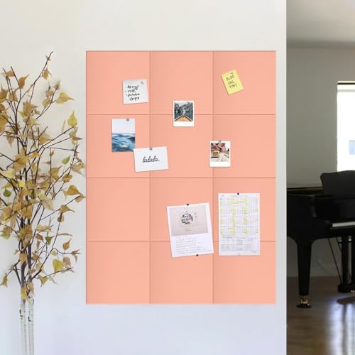48" x 24" Cork Board Alternative, 8 Pack Felt Bulletin Board Tiles with 30 Adhesive Tabs Wall Push Pin Board for Office Classroom Bedroom Decor