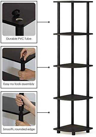 Furinno Shelves 3-Tier Industrial Style Bookcase, Display Shelf, 35 Wide, Oak