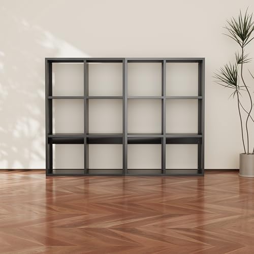 6 Cube Organizers and Storage, Open Shelf Storage, Includes 4 Corner Bumpers, Space-Saving Vertical Storage for Living Room, Home Office, 41.7" H x 27.6" W x 11.8" D, Black