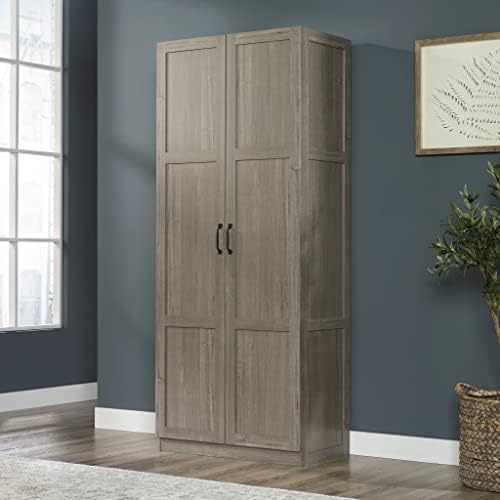 Sauder Select 71" Storage Cabinet, Pantry Cabinet Kitchen Storage with Adjustable Shelves, Bathroom Storage Cabinet, in Silver Sycamore