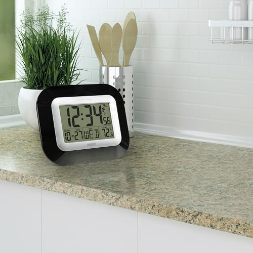 La Crosse Technology Atomic Wall/Table Clock, 7.2-inch H x 8.95-inch W x 1.2-inch D (WT-8005U-B)