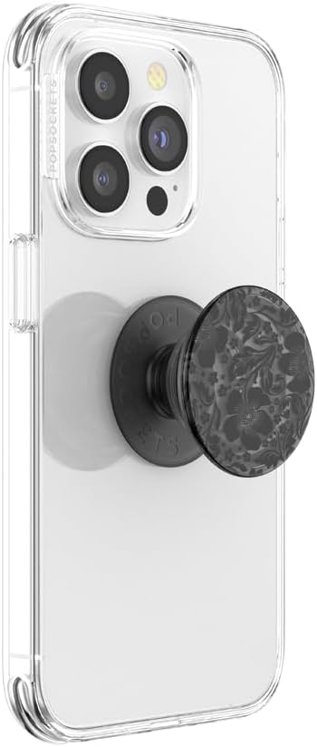 PopSockets Adhesive Phone Grip, Holder- Black Lace | Secure Comfortable Hold, Anti-Drop, Kickstand, Plant, iPad, Removable, Popper