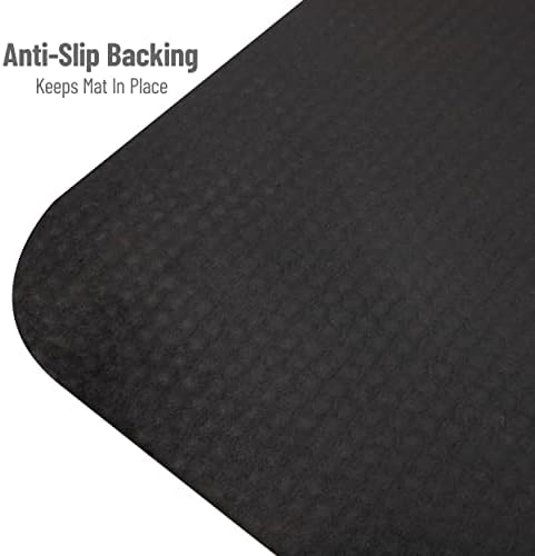 Mind Reader Anti Fatigue Kitchen Mat, Standing Desk Mat, Cushioned Mat, Office, Kitchen, Rubber, 19.5 x 35.25 x 1, Black