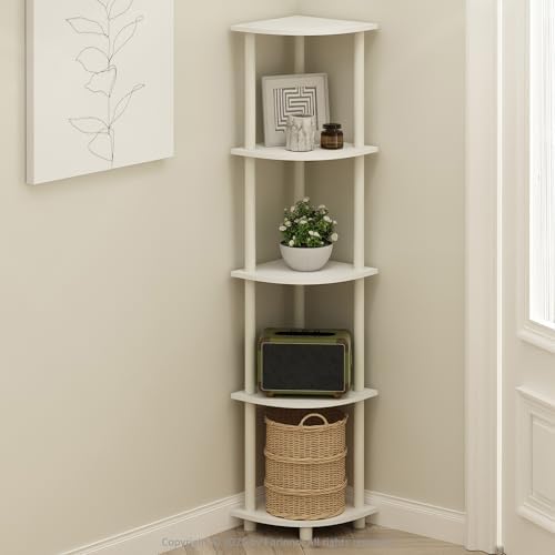 Furinno Turn-N-Tube Toolless Assembly 5-Tier Storage Shelves, White