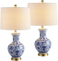 JONATHAN Y Jennifer Ceramic Ginger Jar Lamp 25.25", Blue/White, Set of 2