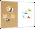 XBoard Magnetic Dry Erase Board Cork Board Combo, 48" x 36", Aluminum Frame