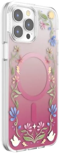 PopSockets iPhone 13 Pro Max Phone Case with MagSafe, Wireless Charging Compatible, Disney - Boho Wildflowers Maroon