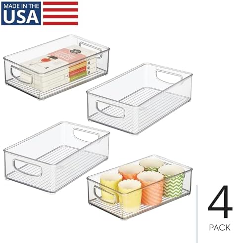 iDesign Stackable Pantry Bin with Handles, Set of 4, Clear