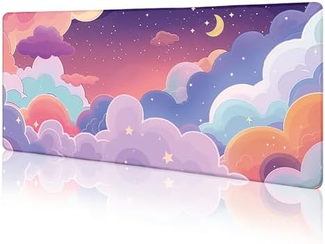 LIMKRIAN Purple Cloud Mouse Pad Kawaii Large Desk Mat, 31.5x11.8 in