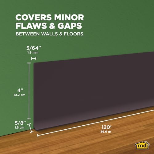 M-D Building Vinyl Wall Base, Brown, 4in x 120ft
