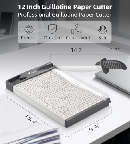 Firbon 12 Inch Metal Guillotine Paper Cutter, Heavy-Duty Paper Trimmers