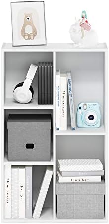 Furinno LUDER Book Shelf, 5-Cube Bookshelf, Reversible Bookcase with Open Shelves, 9.4 x 19.5 x 31.5, Easy Assembly, for Living Room, Bedroom, Home Office, Plain White
