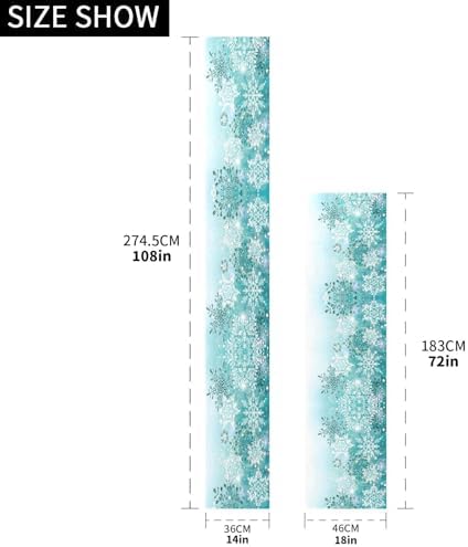 ALAZA Double-Sided Silver Winter Teal Turquoise Snowflakes Christmas Table Runner 14x108 Inches Long,Table Cloth Runner for Wedding Birthday Party Kitchen Dining Home Everyday Decor