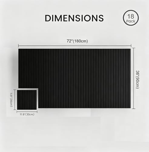 Large Felt Bulletin Board 72"x 36"-18 Felt Tiles Cork Board Wall Panels Home Office Wall Fabric Pin Board for Classroom/Kids Art Display/Photo Picture Wall/Acoustic,Self-Adhesive,Black
