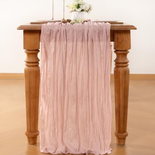 Pink Cheesecloth Table Runner Fall Boho Wedding Birthday Home Decor
