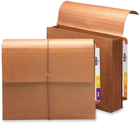 Smead End Tab Wallet, 5-1/4" Expansion, Flap and Cord Closure, Letter Size, Redrope, 10 per Box (71144)