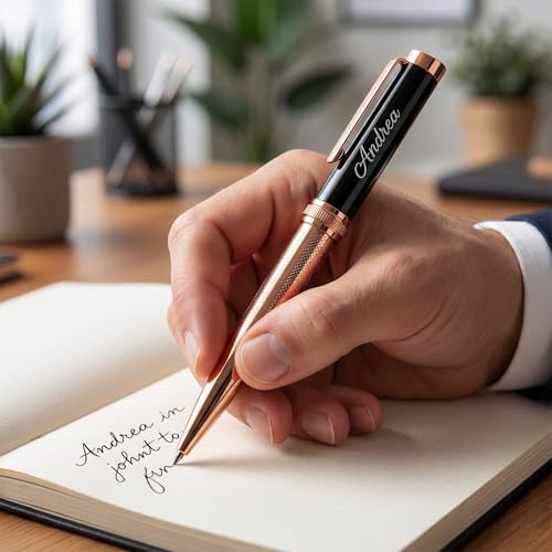 Ancolo Personalized Ballpoint Pens - Luxury Pens with 10 Black Ink Refill