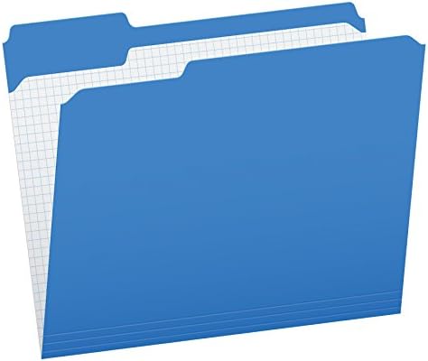 Pendaflex Color File Folders with Interior Grid, Letter Size, Blue, 1/3 Cut, 100/BX (R152 1/3 BLU) | Reverse any folder and the printed interior grid becomes a writing panel. Reinforced tabs, 100 per box, made in the USA.