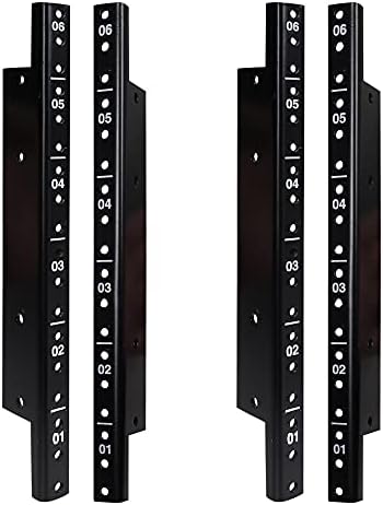 Sound Town 4-Pack 6U Steel Rack Rails with Black Powder Coated Finish and Screws (ST-RR-06UX2)