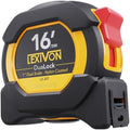 LEXIVON 16Ft/5m DuaLock Tape Measure | 1-Inch Wide Blade with Nylon Coating, Matt Finish White & Yellow Dual Sided Rule Print | Ft/Inch/Fractions/Metric (LX-207)