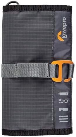 Lowepro GearUp Pouch Mini, Travel Essentials Case, Phone Cord & Cable Case, Made of Recycled Fabric, Grey