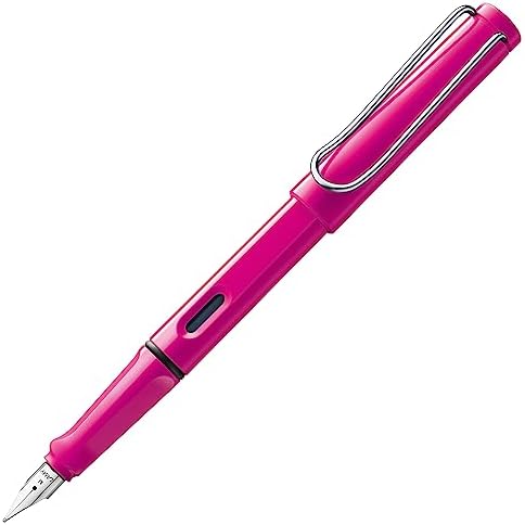LAMY safari pink - Fountain Pen with ergonomic grip & polished Left-Handed steel nib (LH) in size M - ideal for any Writing & Calligraphy - including LAMY T 10 blue cartridge
