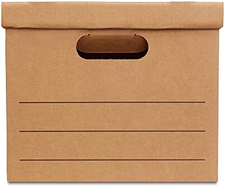 Amazon Basics Moving and Storage Boxes with Handles and Lift-Off Lids, File Storage, Collapsible, 15x10x12 in, Brown, 20-Pack