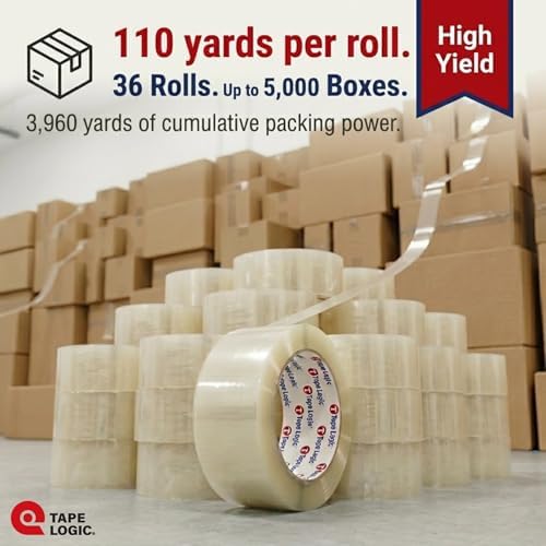 Tape Logic Packing Tape (36-Rolls), 2" x 110 yd - Strong Packaging Tape Refill for Shipping, Moving, Order Fulfillment, Acrylic 2.0 Mil