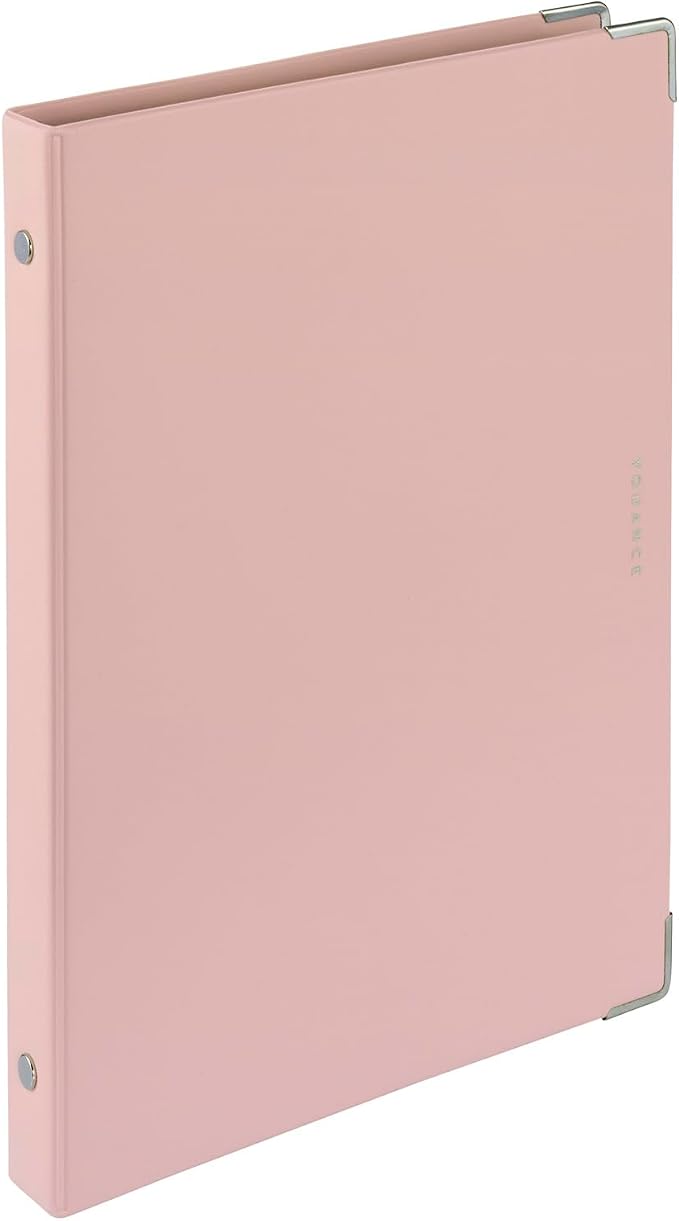 Maruman YOUANCE 20-Ring Binder, Holds 70 Sheets, A5 5.83"x8.27", Light Pink | Durable Vinyl Cover, Storage Pocket, Includes 10 3mm Graph Paper Sheets & Clear Sheet Protector, Made in Japan