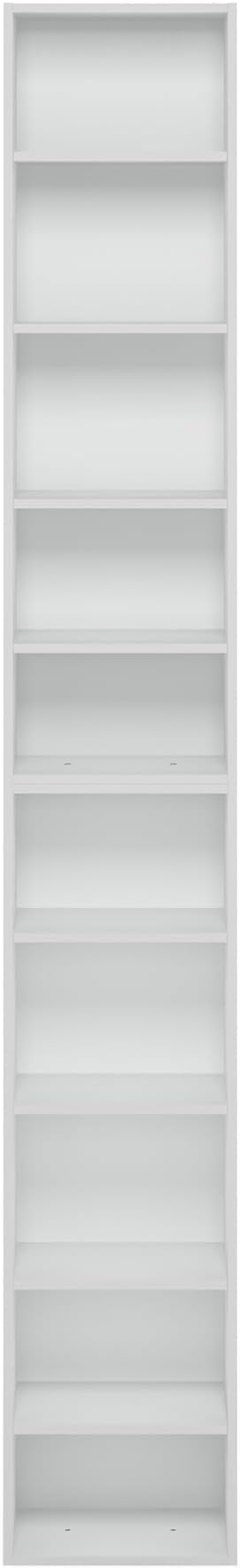 Furinno PASIR Book Shelf, 10-Tier Bookshelf, Bookcase with Open Shelf, 9.2 x 11.8 x 78.7, for Living Room, Bedroom, Home Office, White