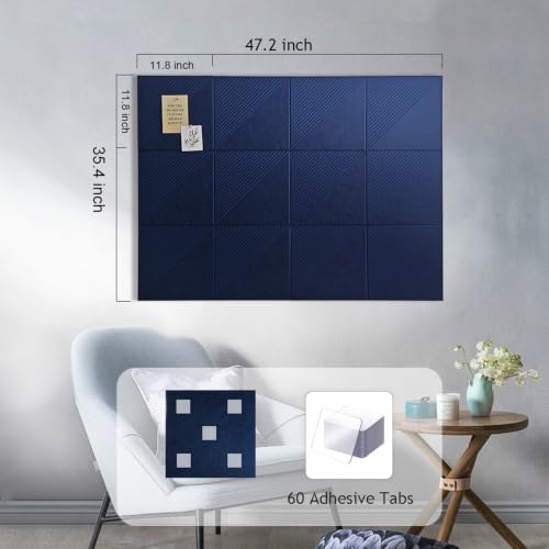 48" x 36" Large Cork Board Alternative&Felt Bulletin Board, Dark Blue