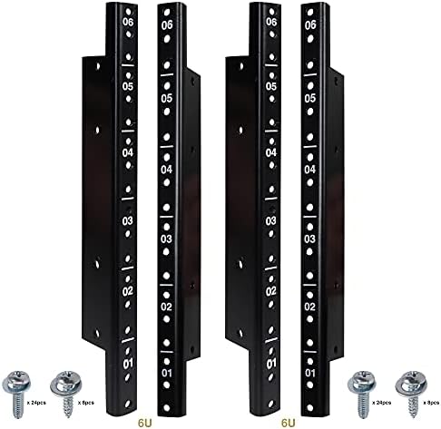 Sound Town 4-Pack 6U Steel Rack Rails with Black Powder Coated Finish and Screws (ST-RR-06UX2)