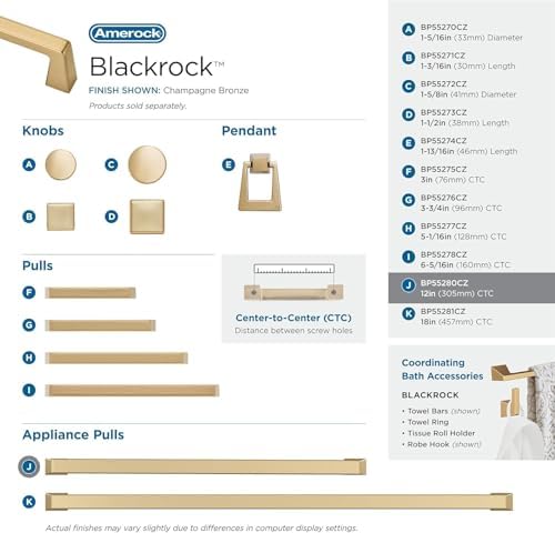 Amerock 12" Blackrock Champagne Bronze Appliance Pull