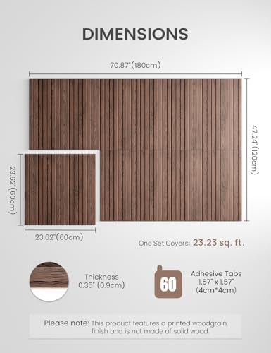 Fluxynara 6-Pack Large Felt Bulletin Board, Walnut Slat