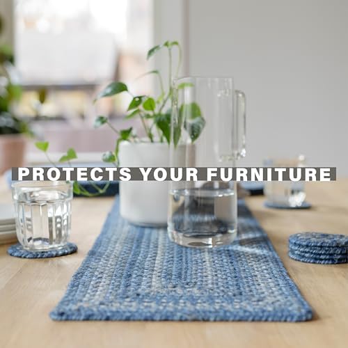 Homespice Denim Braided Table Runner Ideal as Farmhouse Runner, Oval 11x36