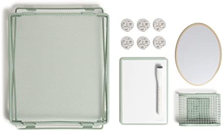 U Brands Magnetic Locker Organizer Kit with Decor, Green