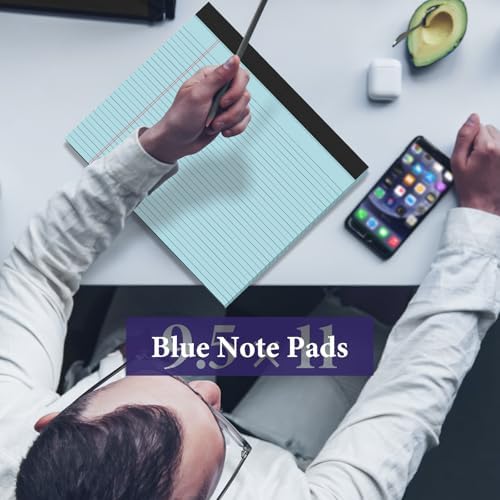 2 Pack Note Pads 11" x 9.5" Legal Pads College Ruled Notepad Micro Perforated Writing Pads Blue Lined Paper 80GSM College Ruled Paper Pad of Paper 30 Sheets Notebook for School, To-Do Lists, Office