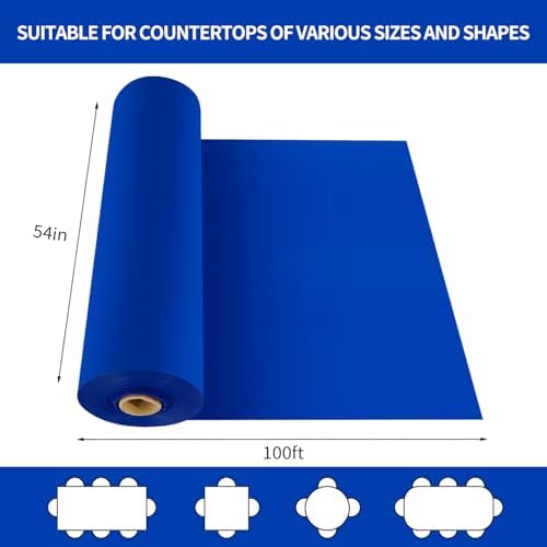 CXPSINC 54 Inch X 100 Feet Plastic Table Cover Roll Disposable Tablecloth with Slide Cutter for All Type/Shape Tables | Party, Banquet, Birthdays, Weddings(Blue, 100 Feet)