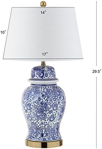 JONATHAN Y Ellis Chinoiserie Ginger Jar Table Lamp 29.5", Blue/White