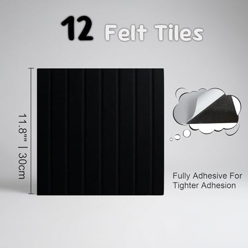 Large Felt Bulletin Board with Self-Adhesive | 12 Pack 48"x36" Cork Board Alternative | Notice Boards with 35 Pushpins, Secure and Easy to Install, Home Office Decor Classroom Decor - Black