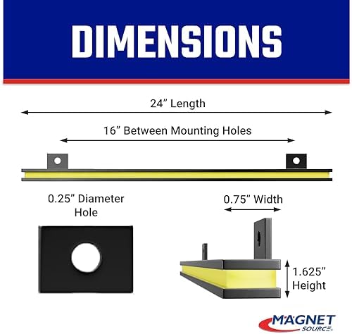 Master Magnetics 24" Magnetic Bar Tool Organizer - Easy to Install Magnet Storage Holder for House, Garage, Shed, or Job Site - Black Powder Coat