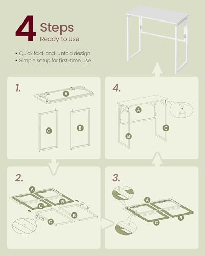 VASAGLE Folding Desk, Small Computer Desk, Foldable Table 31.5 Inch