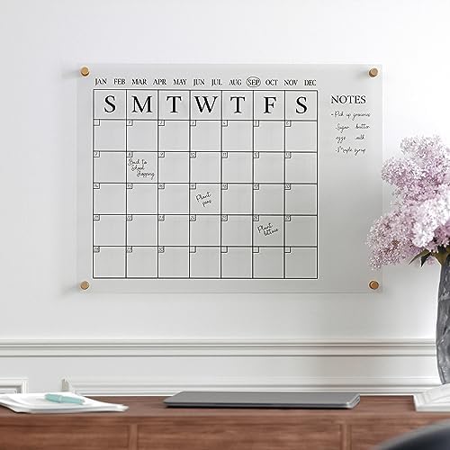 Martha Stewart Grayson Acrylic Wall Calendar with Notes, Clear/Black