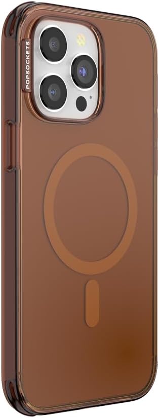 PopSockets iPhone 14 Pro Max Phone Case w/MagSafe- Amber | Magnetic, Wireless Charging, Camera & Drop Protection, Brown, Plain, Cream, Beige, Summer Spring