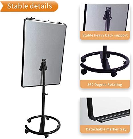 VIZ-PRO ECO Magnetic Mobile Whiteboard/Flipchart Easel, Black, 28 X 40 Inches
